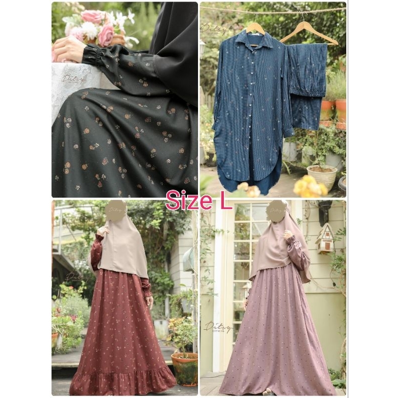 Ditsy Februari 2024 Motif Maple Jetblack, Maple Maroon, Luell Pajamas, Tally Dustypink Size L