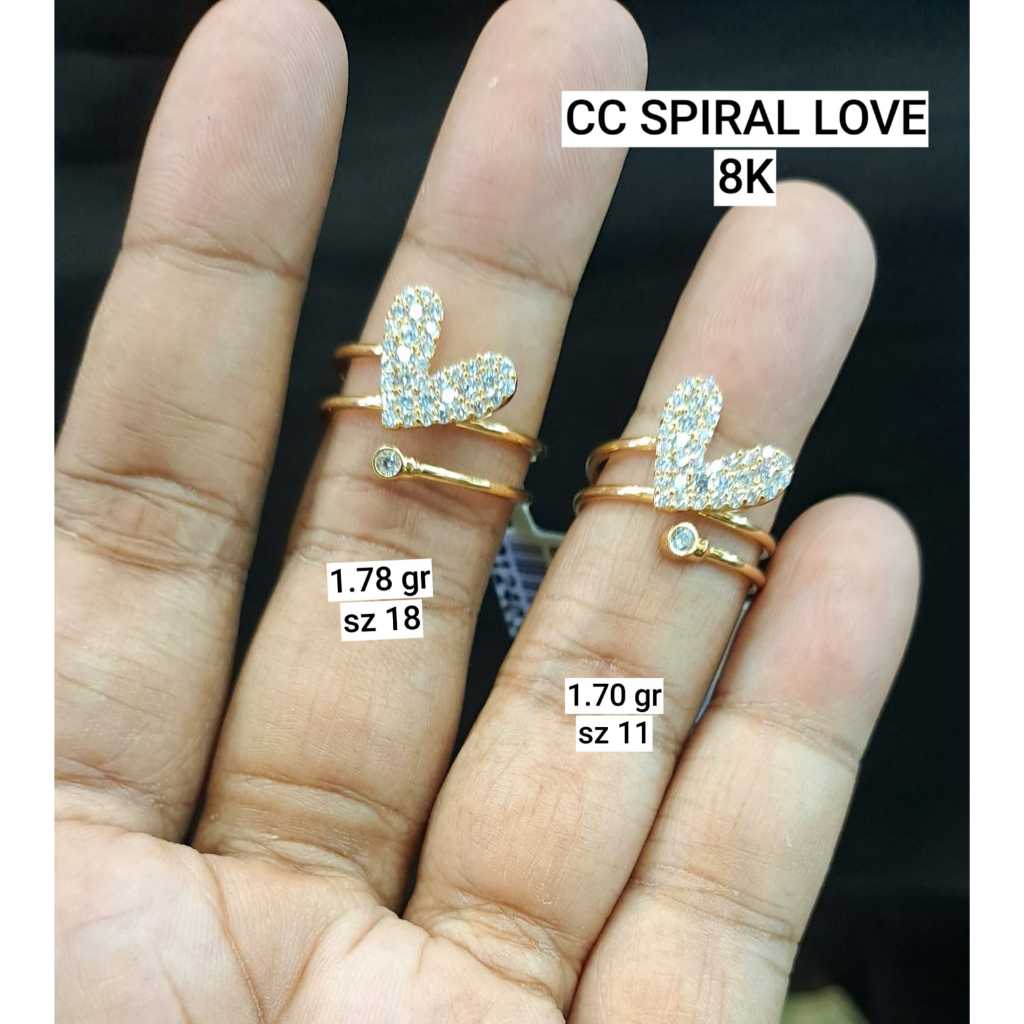 Cincin fashion variasi love spiral kadar 375 8k