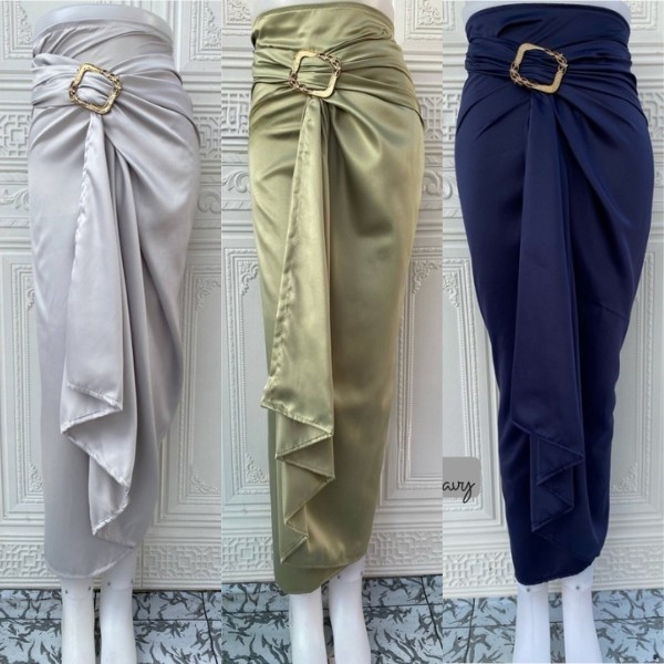 SP Rok Lilit Kain Serut Polos Sateen Silk Bawahan Kebaya Modern
