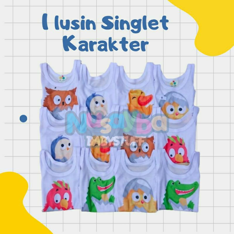[TERMURAH] (YB) KHUSUS LUSINAN SINGLET ANAK KARAKAKTER LUCU / USIA 0 - 6 TAHUN / BABY BOYS / BABY GI