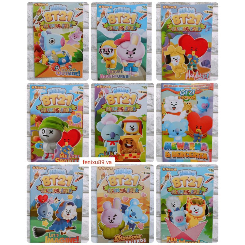 Buku mewarnai BT21 gambar rendom Hvs