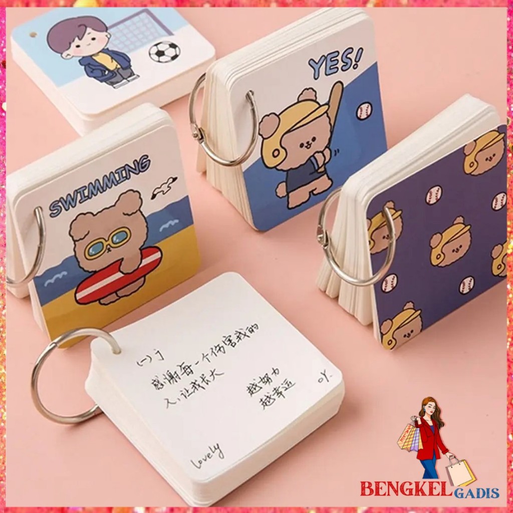 

BG Notebook Ring Mini Isi 80 Lembar Buku Note Gantung Karakter Lucu Sticky Note Lucu Notepad Dengan Gantungan DIY Book 80Lembar Buku Catatan Memo Karakter