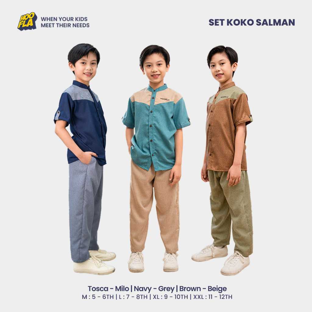 Pakaian Muslim Anak Laki-Laki Hooflakids Koko Set Salman