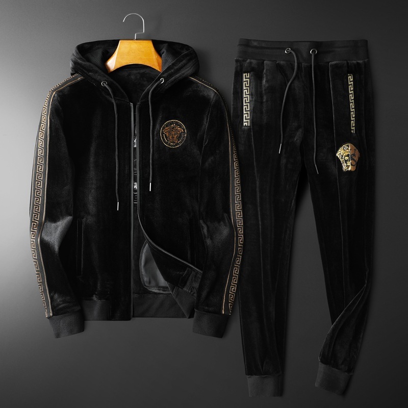 Jaket Celana Versace Pria Impor Fashion Europe Style Pakaian Olahraga Premium - Black