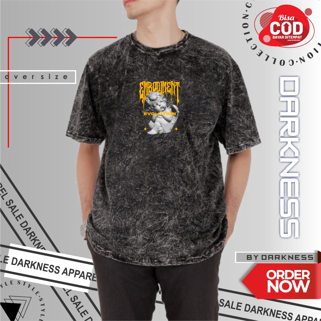 tshirt washed oversize 24s baju kaos lengan pendek kaos jumo whosing polos premium brand lokal darkn