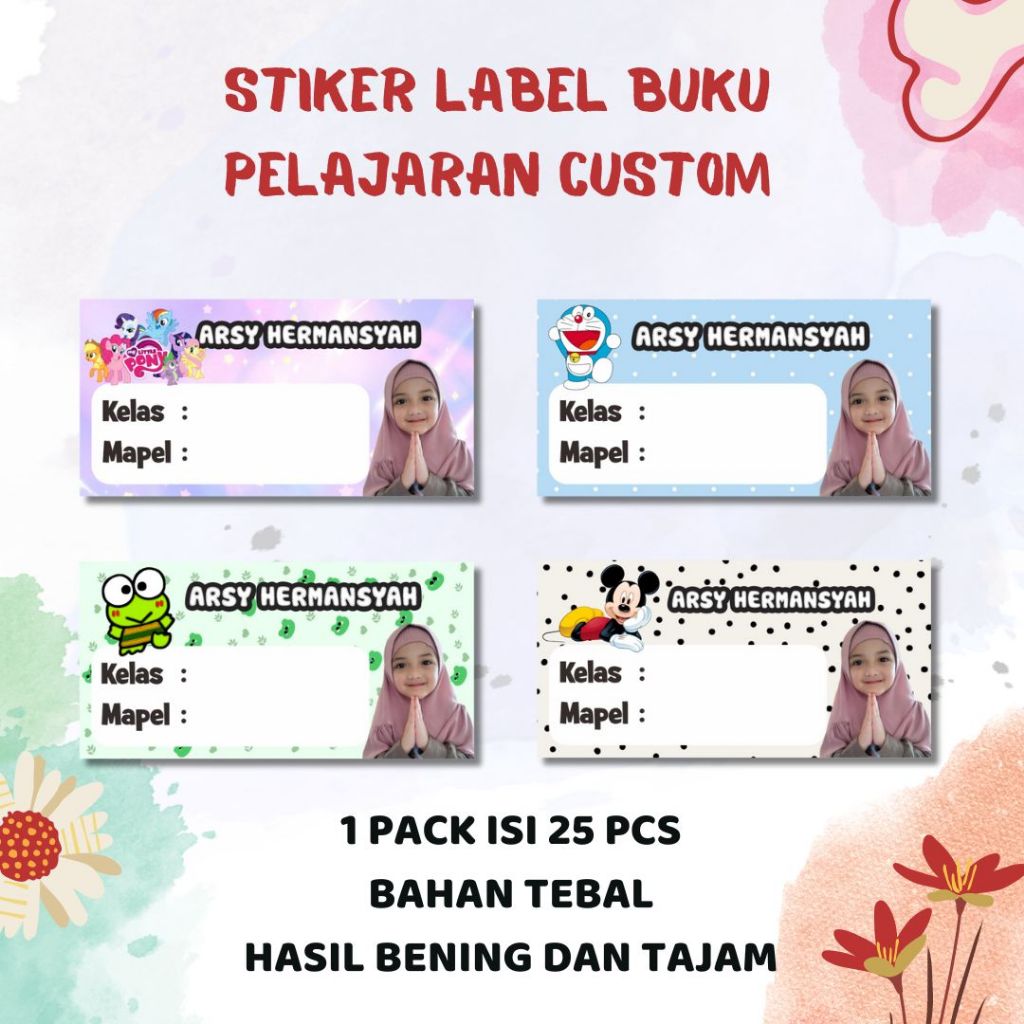 

Stiker Mata Pelajaran Stiker Mapel Custom Nama dan foto Motif aestetic Label Buku Pelajaran (25pcs)