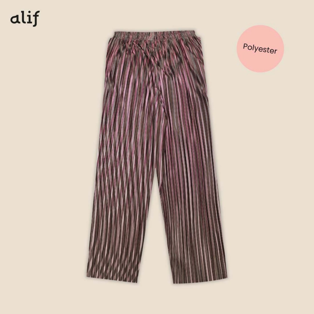 Alif Modern Wear - Celana Kulot Pleats Plisket Motif - Gradient in Rose Brown