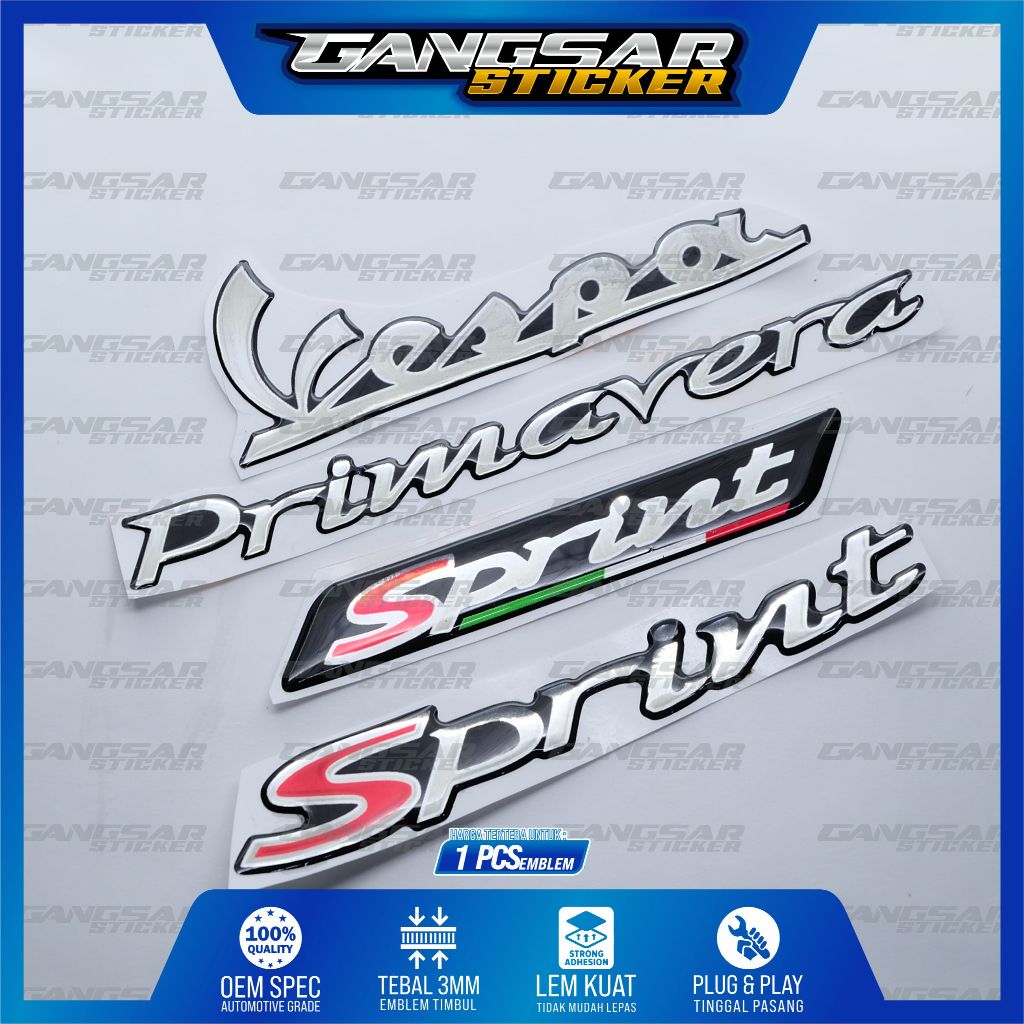 emblem timbul vespa / emblem 3d vespa matic / emblem timbul vespa sprint / emblem timbul vespa prima