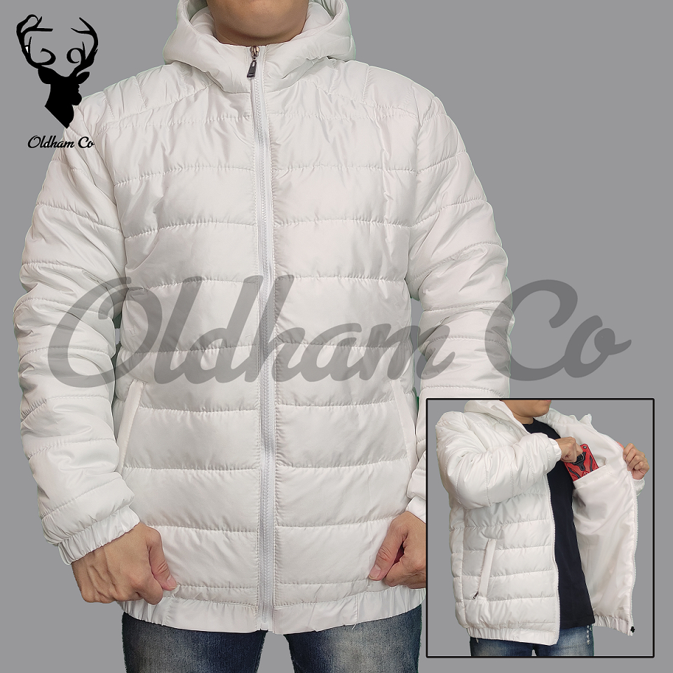 JAKET GUNUNG PRIA PUTIH SIZE M L XL XXL XXXL - ORIGINAL OLDHAM JUMBO SIZE 2XL 3XL - JAKET PUFFER TEB