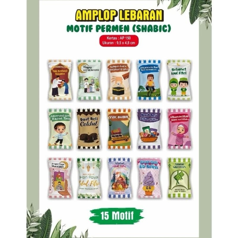 

Amplop Lebaran bentuk Permen Motif snack dan shabic