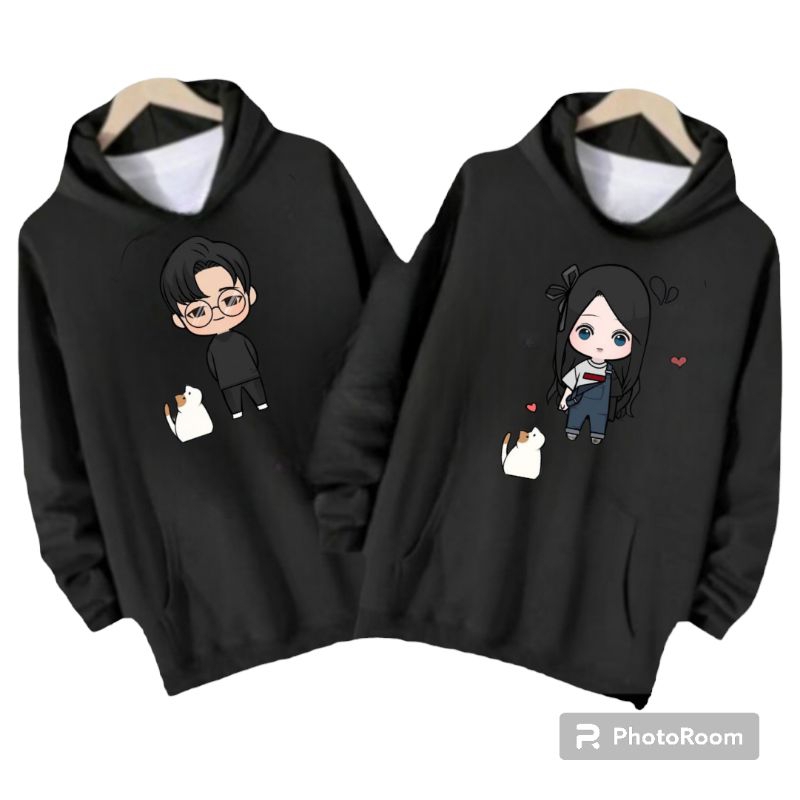 (isi 2pcs) Hoodie couple animasi imutz/Hoodie couple pasangan/Hoodie couple pacar/sweater couple/jak