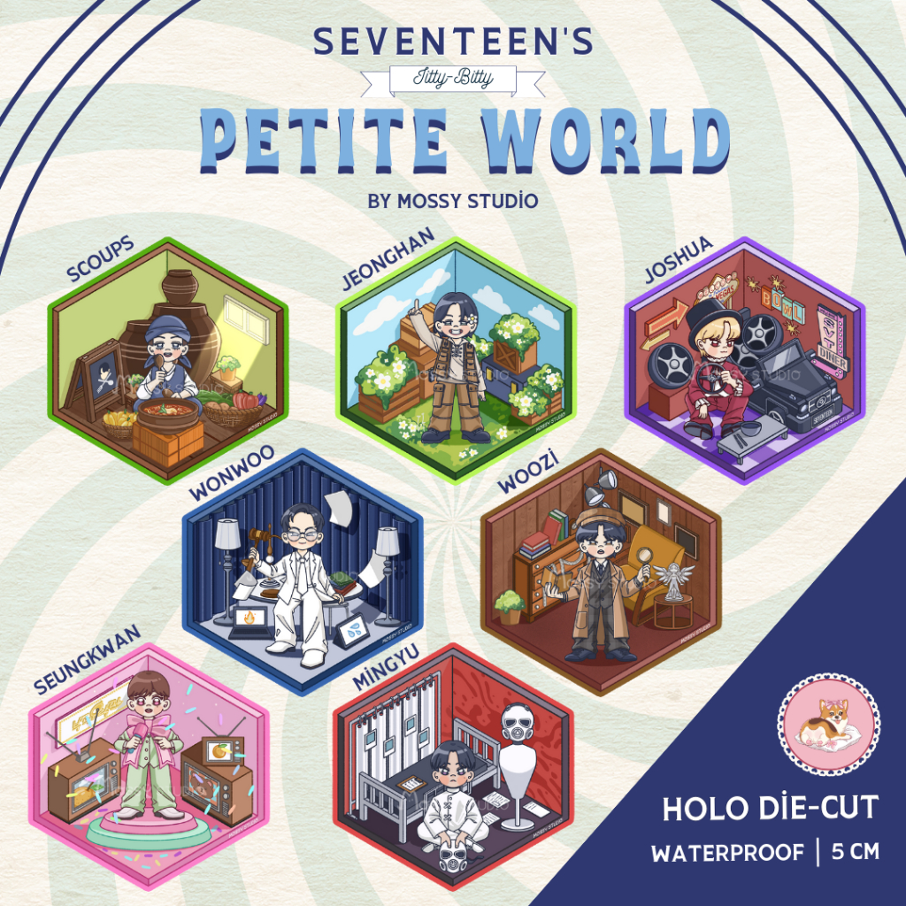 

[MOSSYSTUDIO] Seventeen’s Itty-Bitty Petite World Diecut Stickers - Sticker Journal, Sticker Laptop