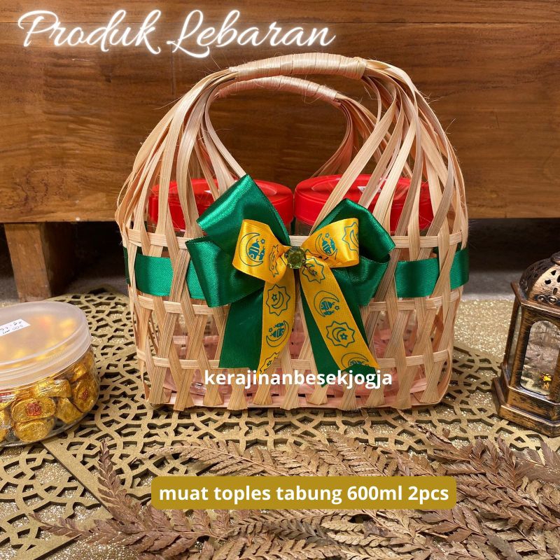 

TAS BAMBU LEBARAN | TAS SNACK 20X10 NATURAL PITA LEBARAN | goodie bag tas makanan tas unik keranjang makanan