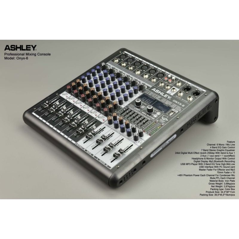 mixer Ashley 6 channel onxy 6 mixer bluetooth, USB, original .