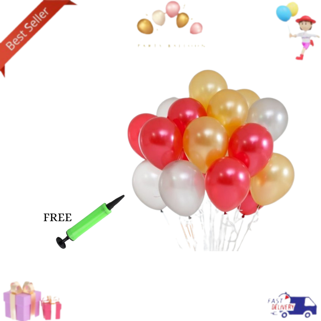 Balon Latex Metalik set30 Pcs Warna warni Mix Dekorasi Ulang Tahun