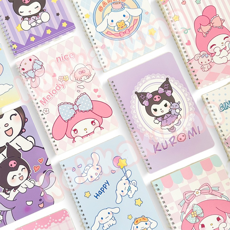 

( KKM ) NEW Sanrio Notebook Ring A5 Buku Tulis Jilid Ring Spiral Karakter Kartun Lucu Kuromi Cinnamorol My Melody