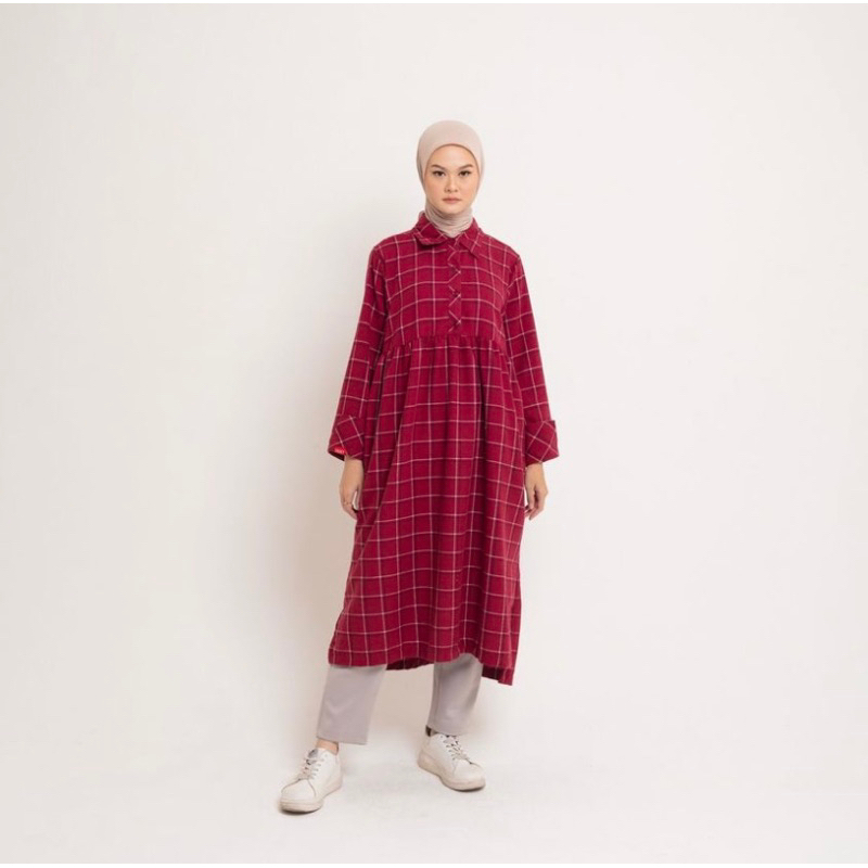 M dress frill flannel dauky dress dauky