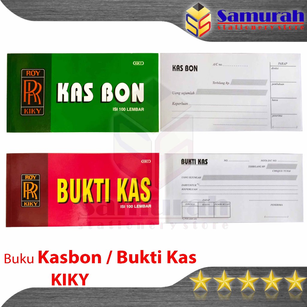 

Buku Kas Bon KIKY isi 100 Lbr / KASBON / Soft Cover Bukti Kas merk ROY KIKY 10 x 20 cm / BUKTIKAS