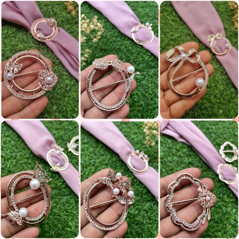 Gesper Hijab ecer/Ring hijab satuan/Ring model gesper/varian motif gesper hijab ROSE GOLD