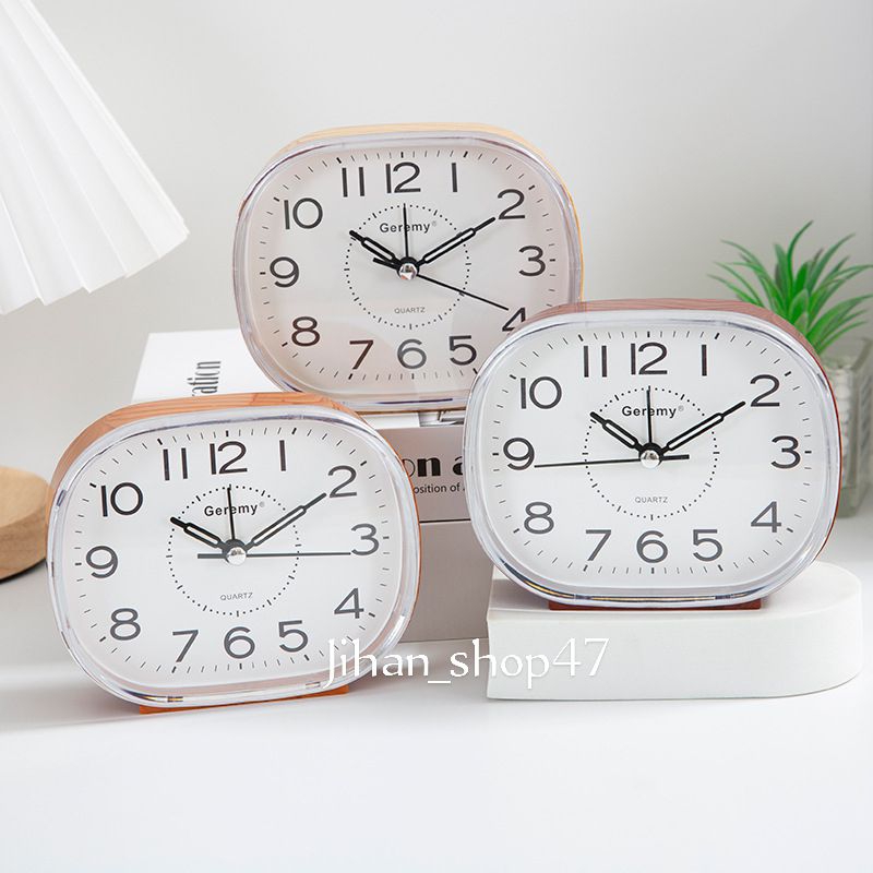 Jam Weker Jam Jam Meja Aesthetic Clasik Motif Kayu Dekorasi Meja Kerja dan Kamar