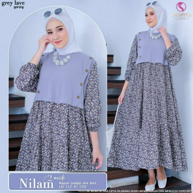 Nilam dress 2/Midi dress/dress midi rayon uniqlo mix knit