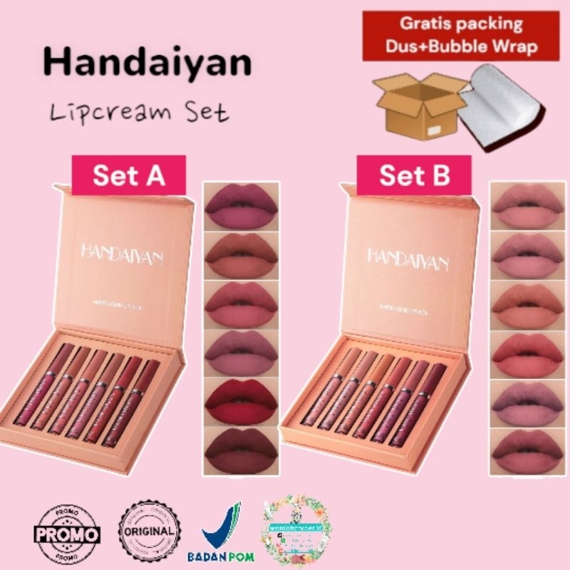 HANDAIYAN Lipstik Cair isi 6 warna Matte Lipcream