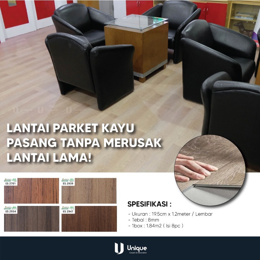 Lantai Parket Kayu Anti Rayap Tahan Air / Parket Synchrowood AC4 / Parket Lantai Motif Kayu