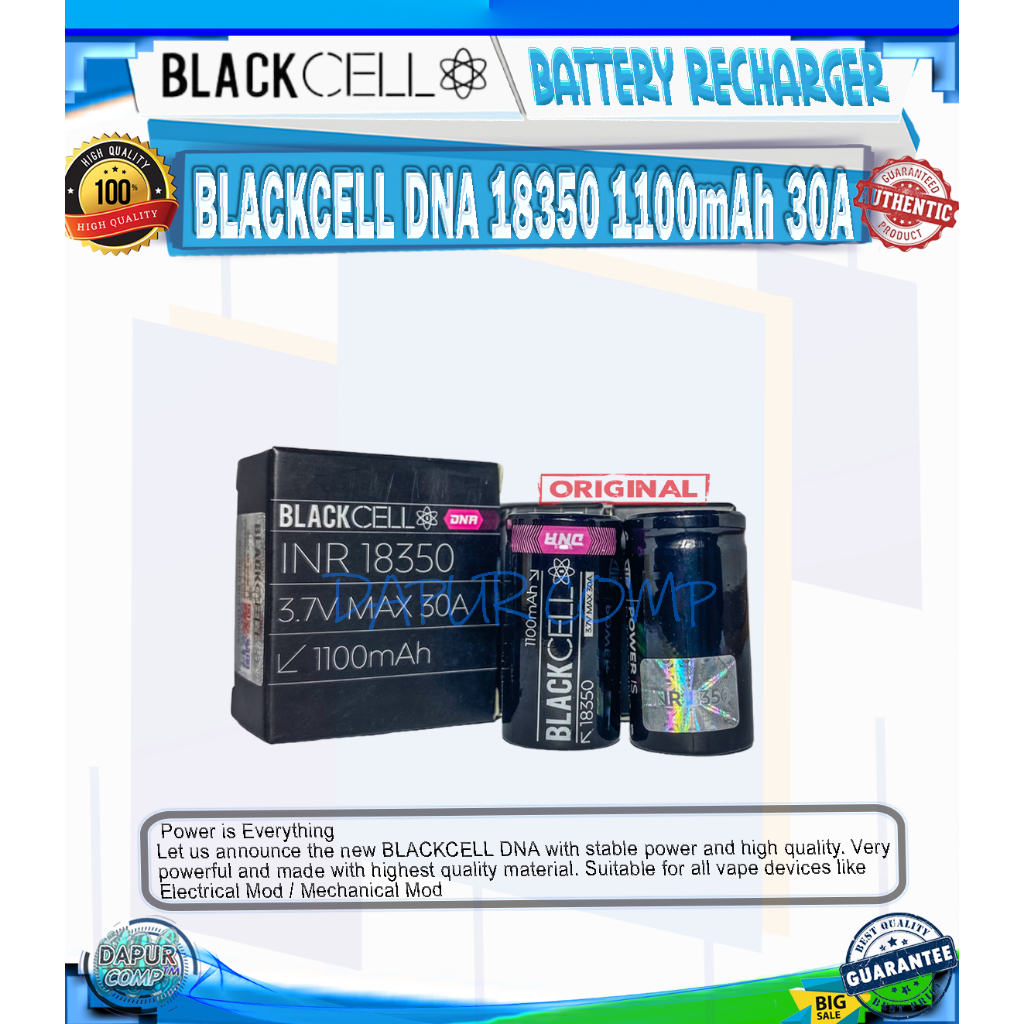 BATTERY/BATRE BLACKCELL DNA 18350 1100mAh 30A ORIGINAL BLACKCELL