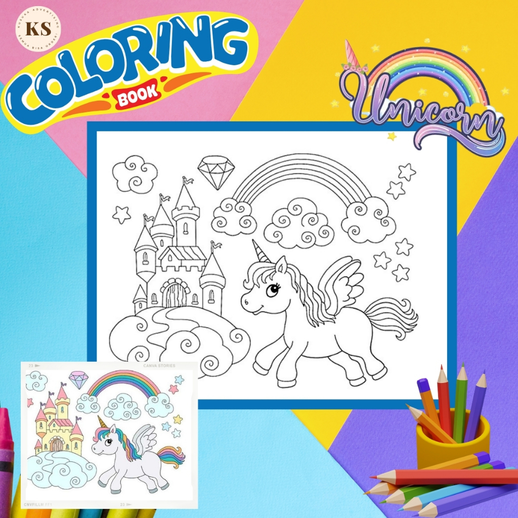 Unicorn Drawing Sketch Sketsa Gambar Mewarnai Anak Gambar Kartun Kuda Lucu Kertas Tebal