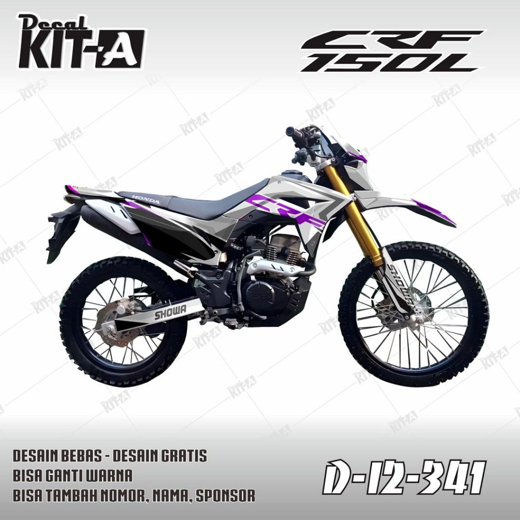 Decal Honda CRF 150L MOTIF SUPERMOTO GIRLY ABU UNGU I2-341