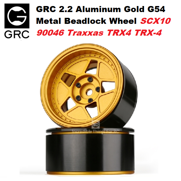 GRC Velg Metal 2.2 Gold G54 Beadlock 1/10 SCX10 Traxxas TRX4 KYX RGT