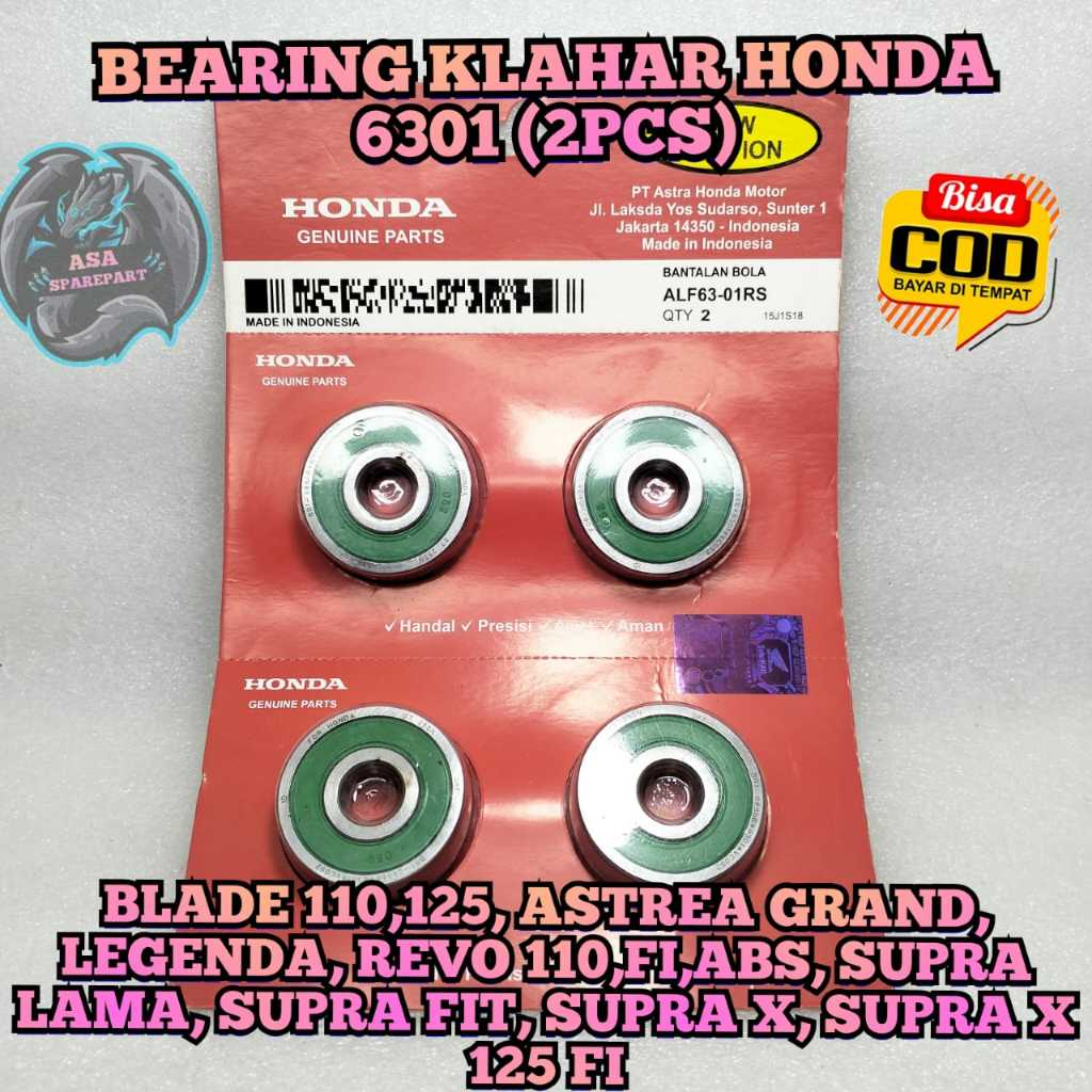 Bearing Roda Belakang Motor Honda Sepasang 6301 / 2pcs Astrea Prima , Astrea Grand , Astrea Legenda 