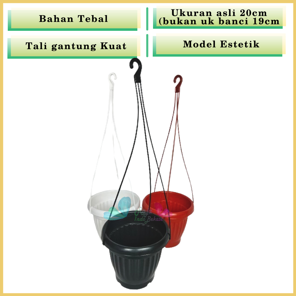 Pot Gantung MAMA Plastik 20 cm 20cm Hitam Bata Putih Unik Estetik Pumba 20 Premium