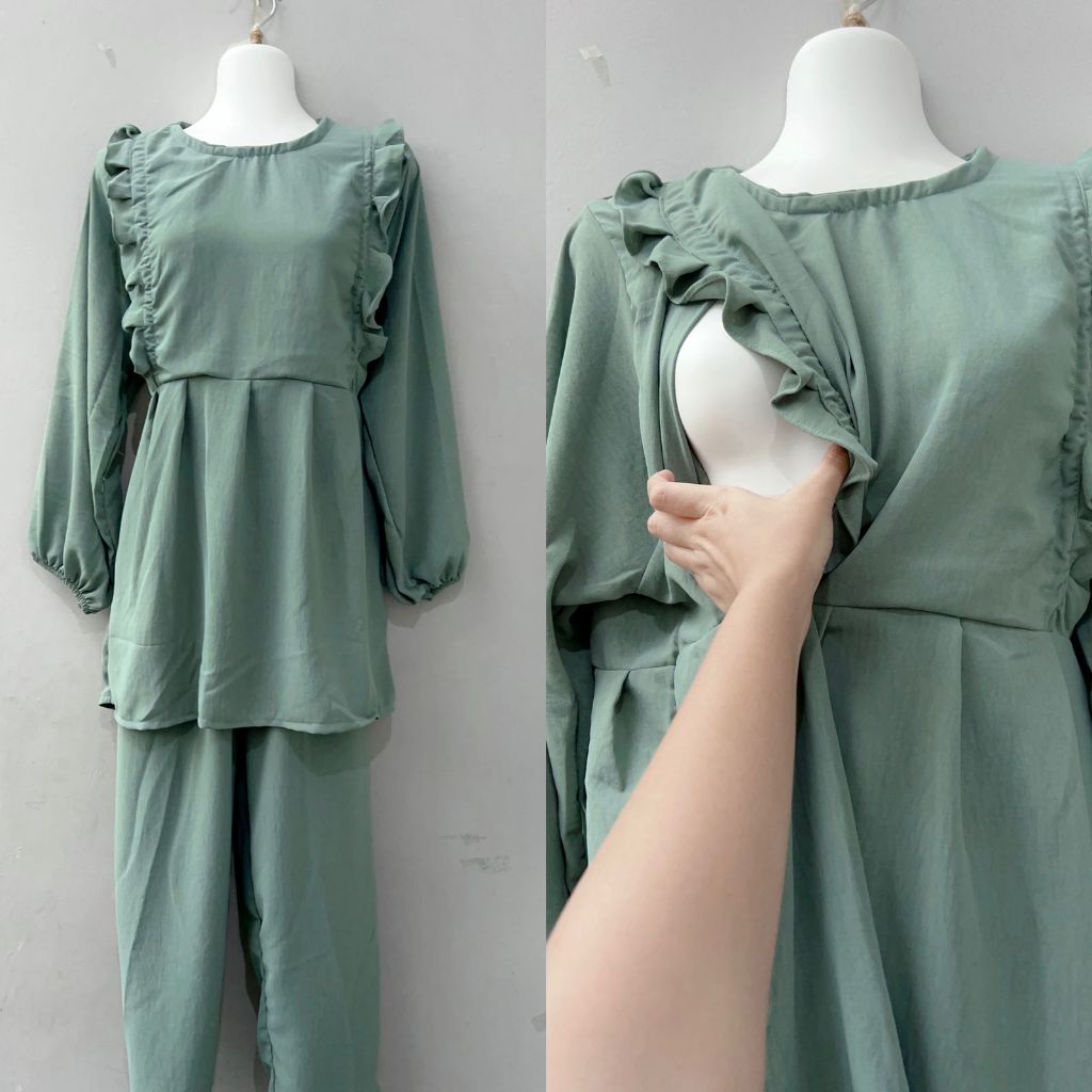 YUKA - One Set 2in1 Menyusui Bukaan Samping Kanan Kiri Double Akses Setelan Hamil Busui Friendly Nur