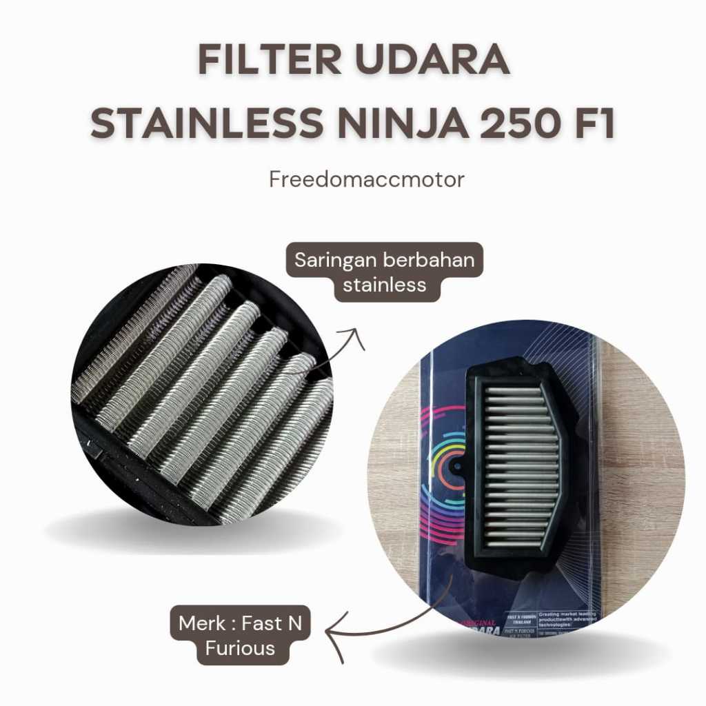 Filter udara stainless ZX 25R ZX 25RR 2020 - 2023 Ninja Fi 2018 - 2020 Variasi Grade A