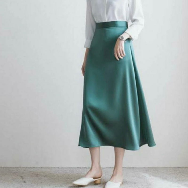 A-lIne midi skirt - Rok satin aline - midi satin skirt - Rok a line