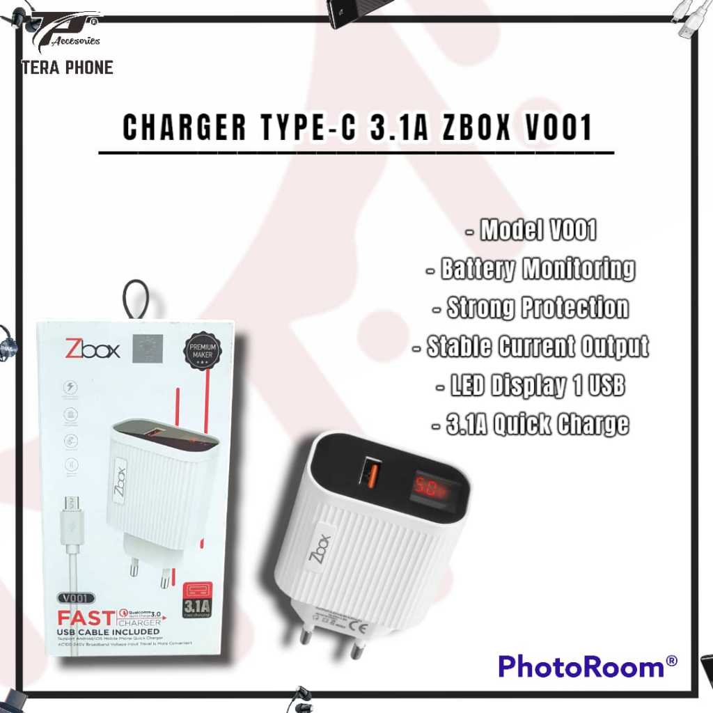 TC / CHARGER TYPE-C 3.1A ZBOX V001