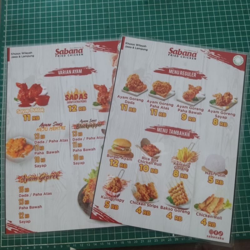Cetak Menu Laminating 2 sisi + jilid spiral