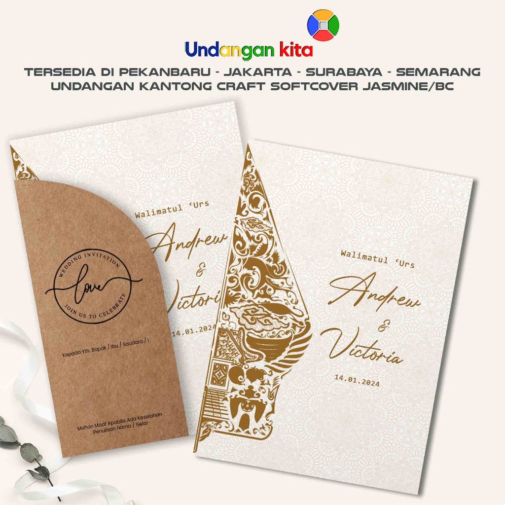

Undangan Kita Undangan Pernikahan Kantong Craft BC Softcover Aethestic Elegan