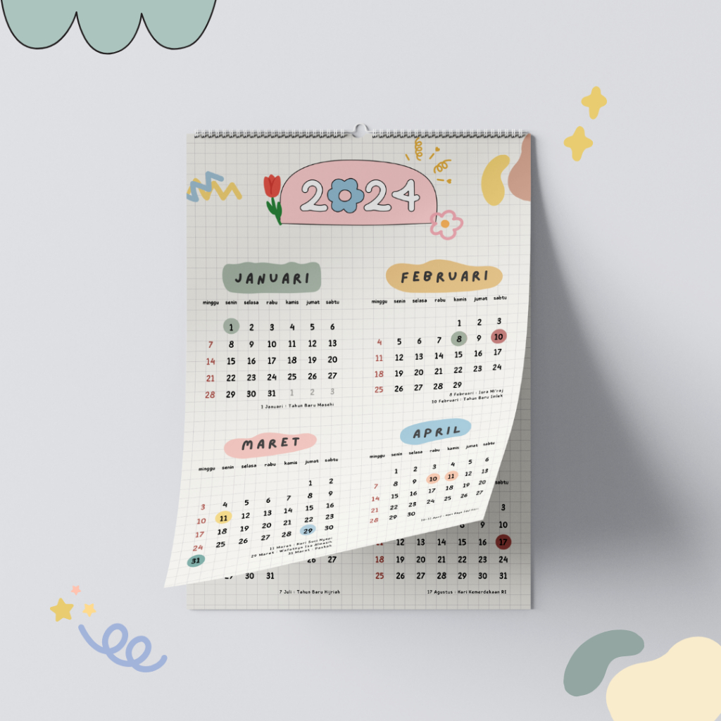 

Kalender Dinding Besar A3 Aesthetic 2025 free packing tube