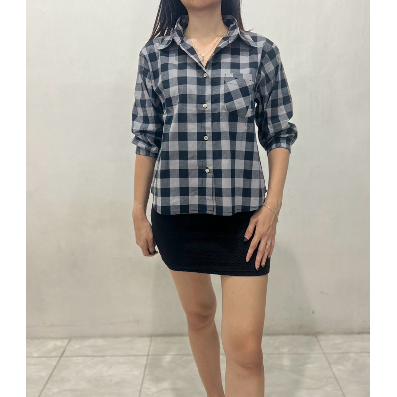 Blouse / Blus / Atasan Wanita / Kemeja / Motif Kotak Kotak / Bahan Katun / B233
