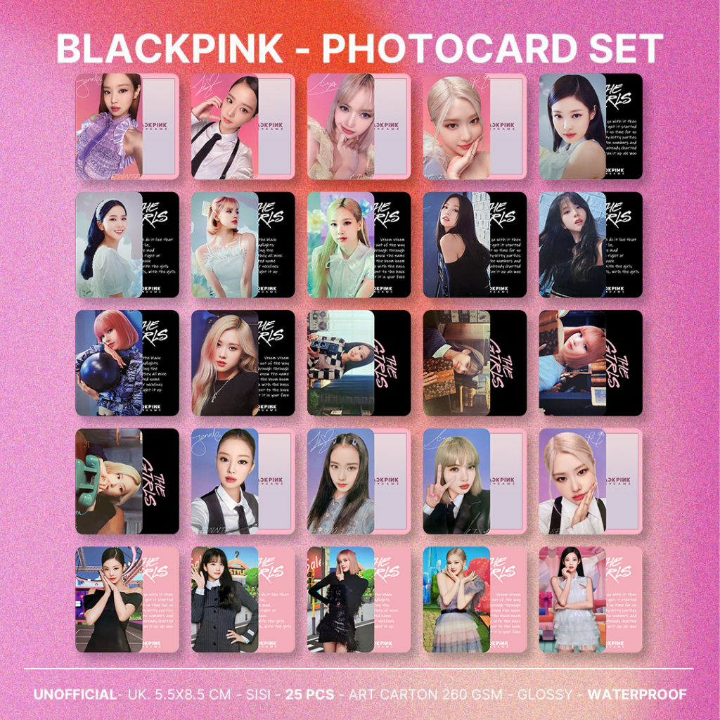 Isi 25 Pcs photocard blackpink kpop trading card pc the album born pink pink venom the game jennie jisoo lisa rose