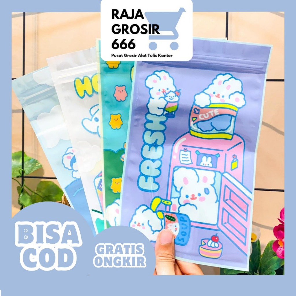 

TEPAK PENSIL ZIPPER BESAR KELINCI CHERRY KP-1124 plastik ziplock makanan cookies hampers TERBARU LUCU IMUT