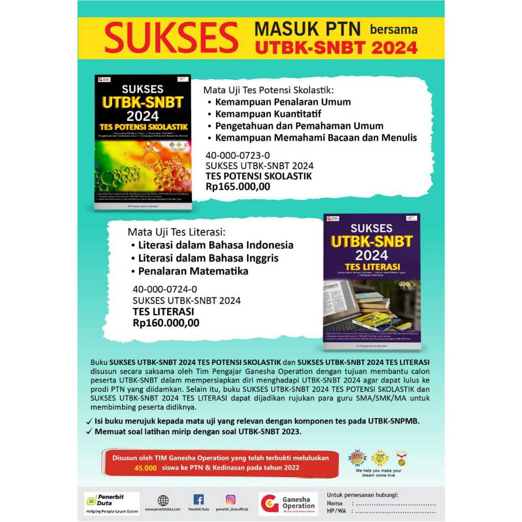 

PAKET SUKSES UTBK SNBT 2024 TPS PENERBIT DUTA