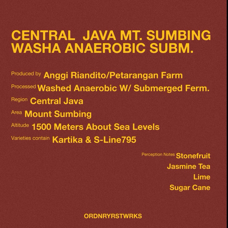 

Sumbing WX | Central Java | Washed Anaerobic | 200 gram