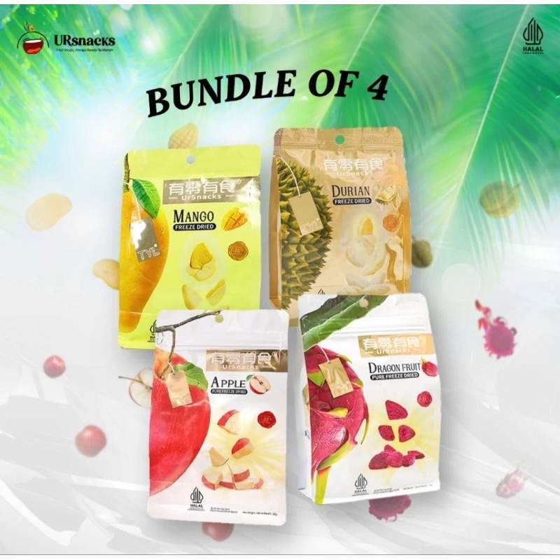 

Ursnacks Paket 4 bundle dry fruit (durian mangga buah naga apel)