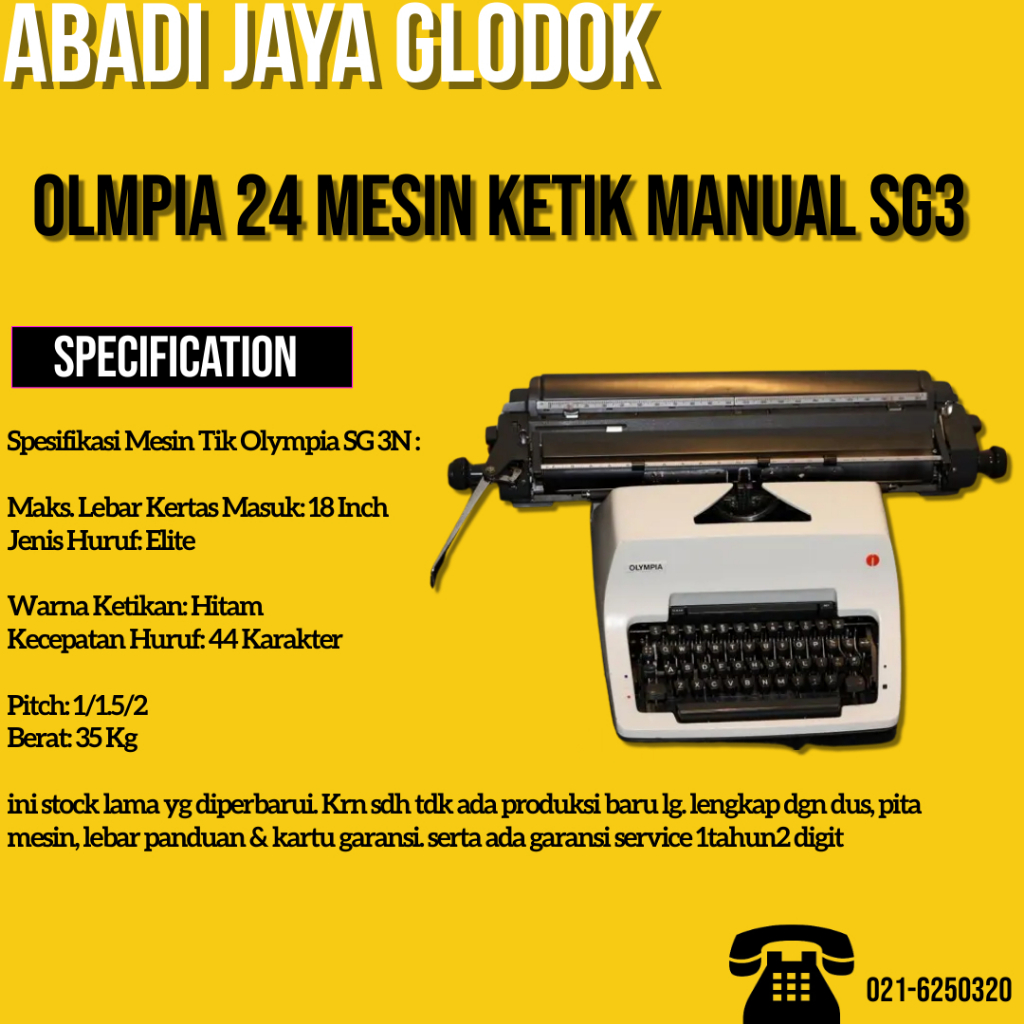 OLYMPIA 24 MESIN KETIK MANUAL SG3