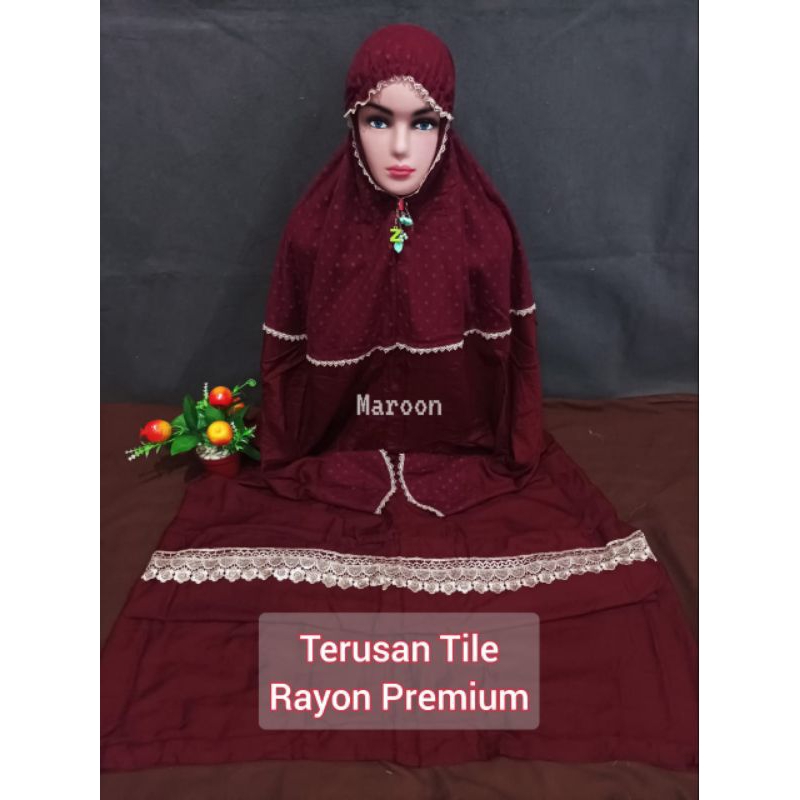 MODEL TERBARU MUKENA RAYON BRUKAT TILE CANTIK DEWASA MUAT BB 75 KILO | MUKENAH RAYON PREMIUM | MUKEN