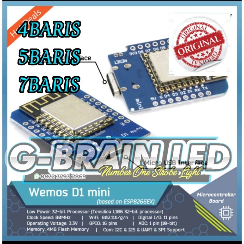 IC WEMOS PROGRAMAN 4/5/7 BARIS STROBO RUNNING TEKS NEW