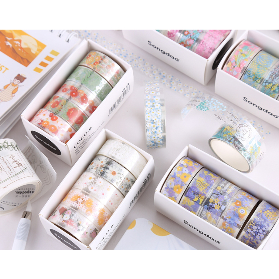 

YEN 15 1Set PET CHERRY BLOSSOM Washi Tape Bunga Decor Masking Tape DIY Scrapbook Journal DIY Deco